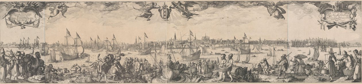 Profil af Amsterdam, set fra IJ, bestående af to dele af Claes Jansz. Visscher (II)