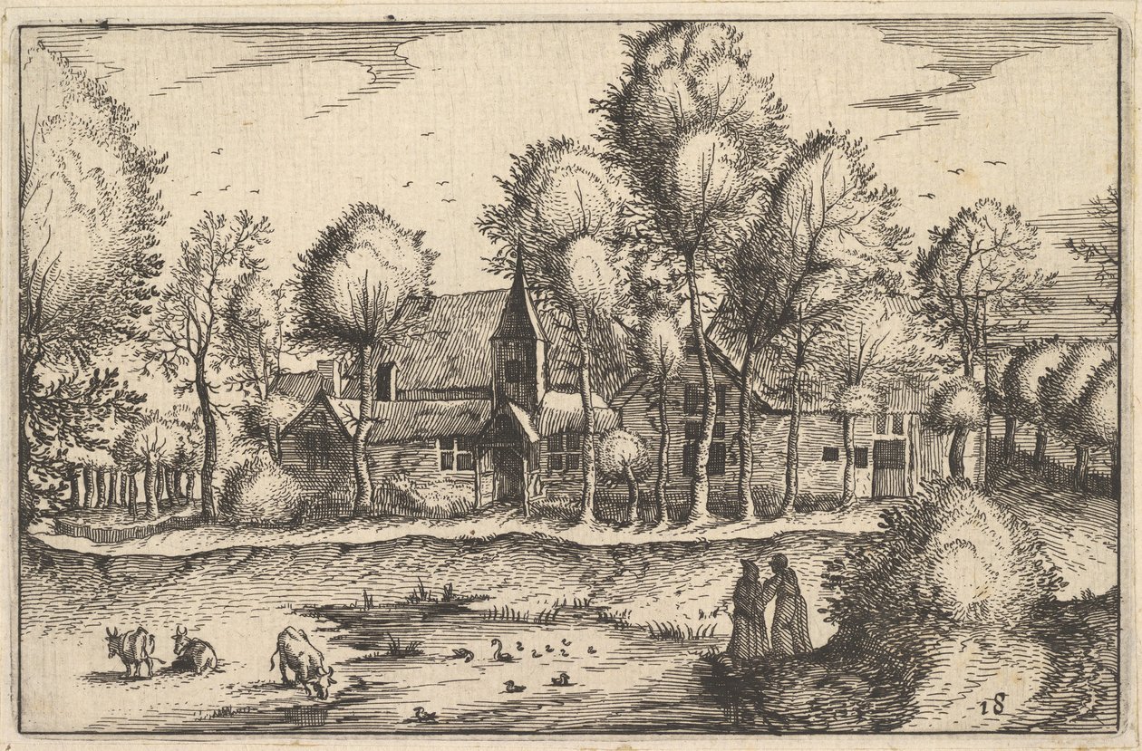 En dam, plade 18 fra regionen og villaen i hertugdømmet Brabant, ca. 1610 af Claes Jansz Visscher