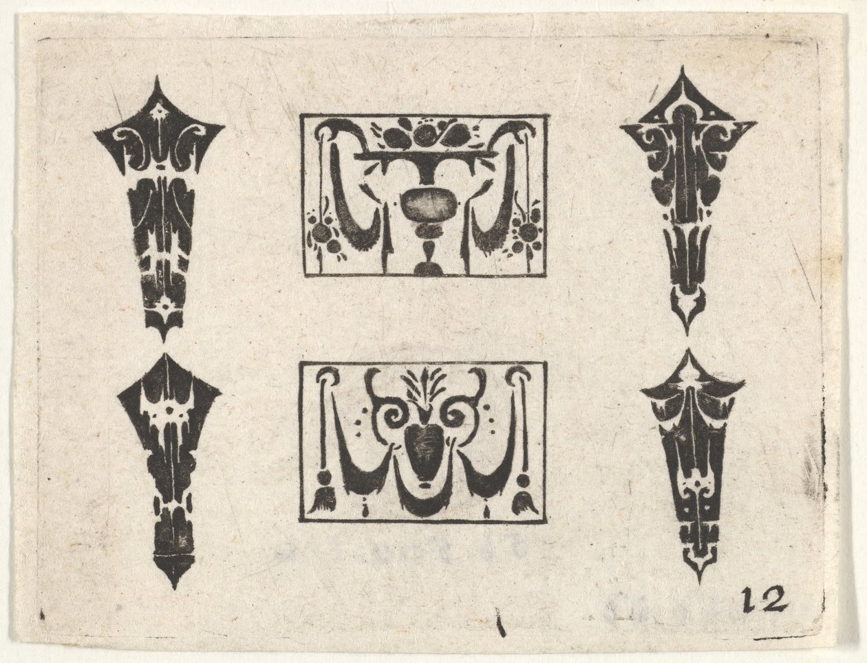 Sorttryk med to vandrette paneler og fire rammer, ca. 1620. af Claes Jansz Visscher