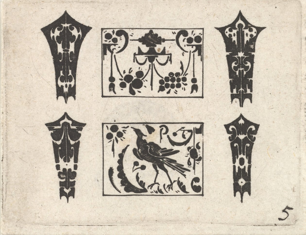 Blackwork Print med et symmetrisk Schweifwerk-mønster, ca. 1620. af Claes Jansz Visscher
