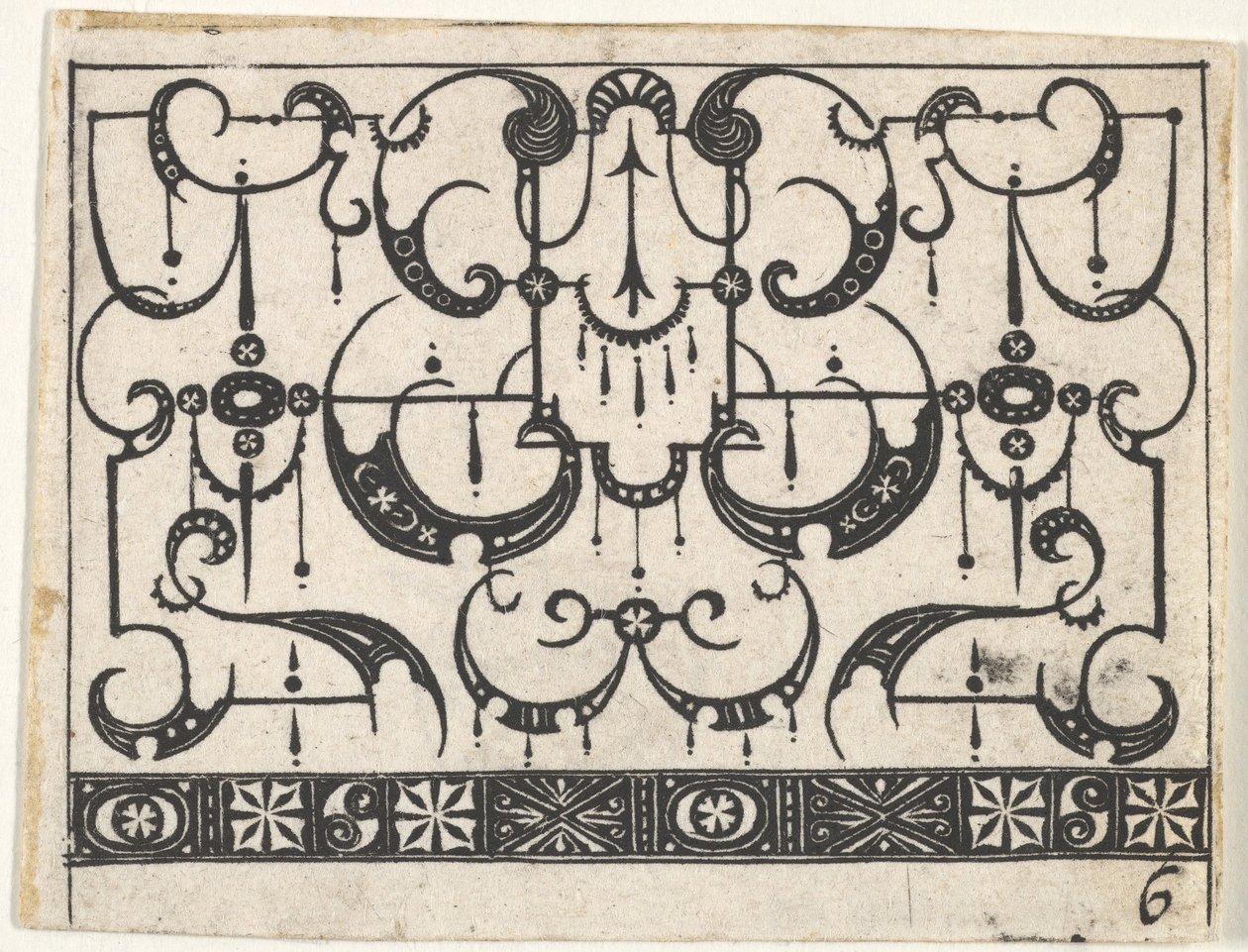 Blackwork Print med et All-Over Schweifwerk-mønster, ca. 1620. af Claes Jansz Visscher