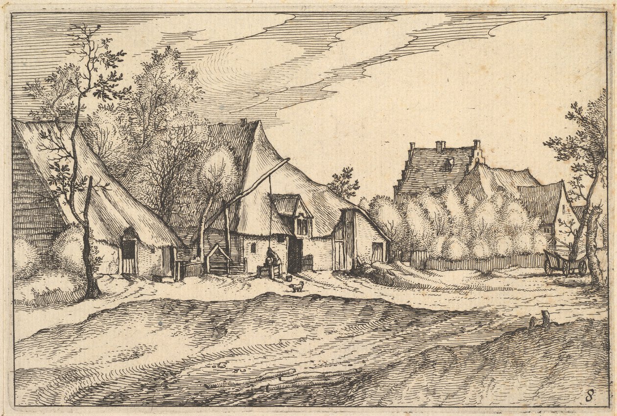 Gårde i en landsby fra regioner og villaer i hertugdømmet Brabant, ca. 1610 af Claes Jansz Visscher