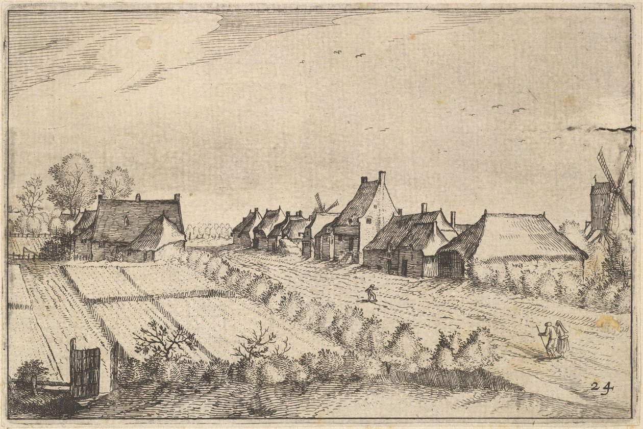 Marker og en vej, plade 8 fra Regiunculae et Villae aliquot Ducatus Brabantiae, ca. 1610 af Claes Jansz Visscher