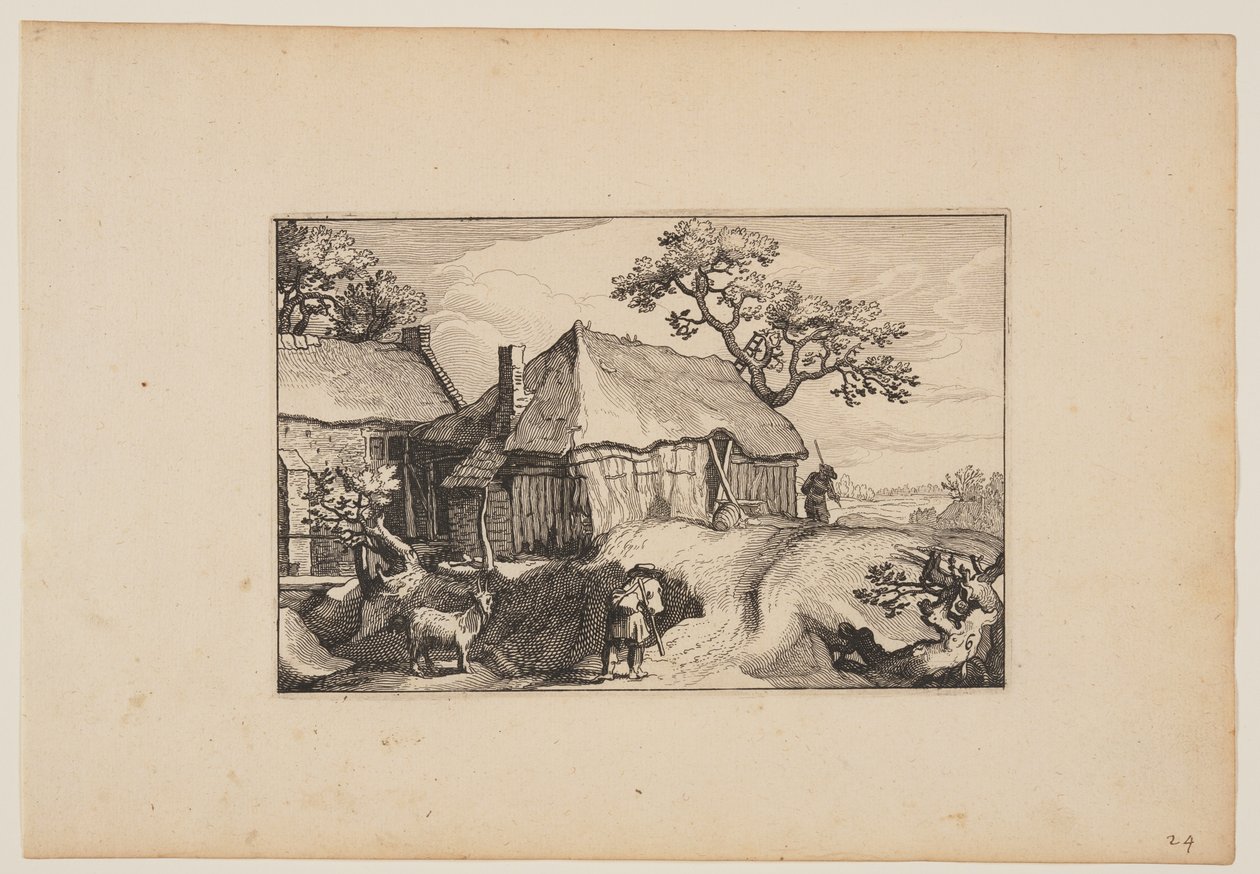 Sti langs en lade, fra Landskaber (Verscheyden aerdige Lanthuysen...) af Claes Jansz. Visscher