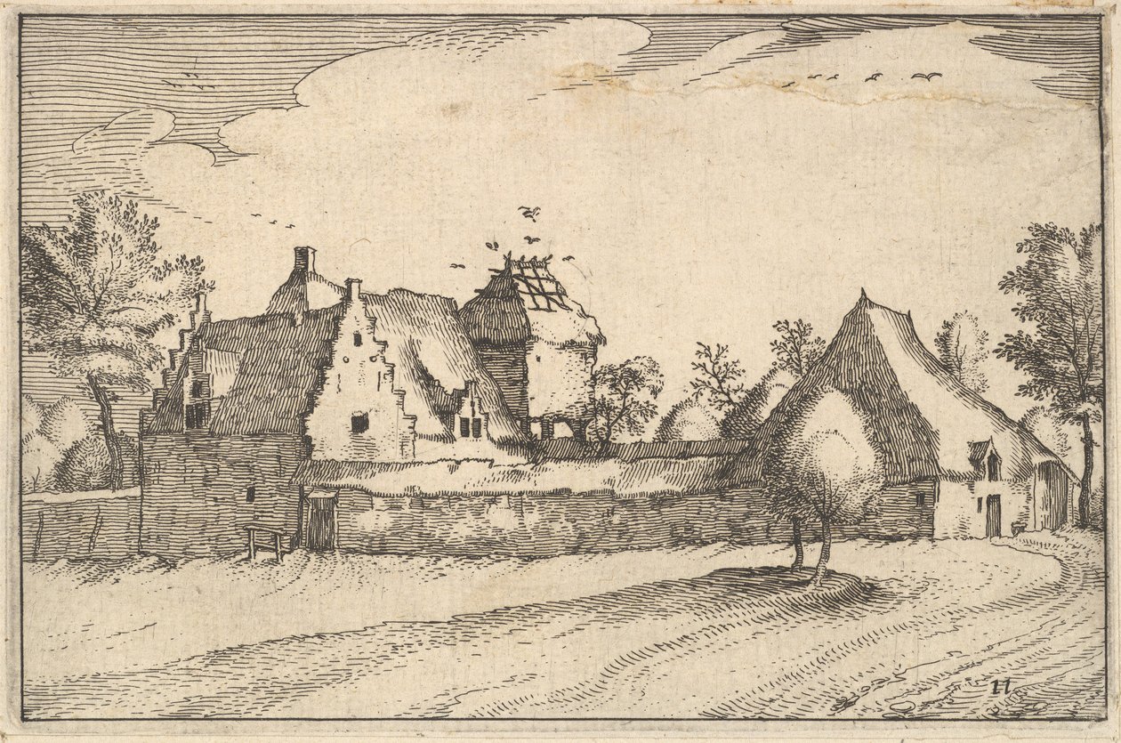 Walled Farm, plade 11 fra Regiunculae et Villae aliquot Ducatus Brabantiae, ca. 1610 af Claes Jansz Visscher
