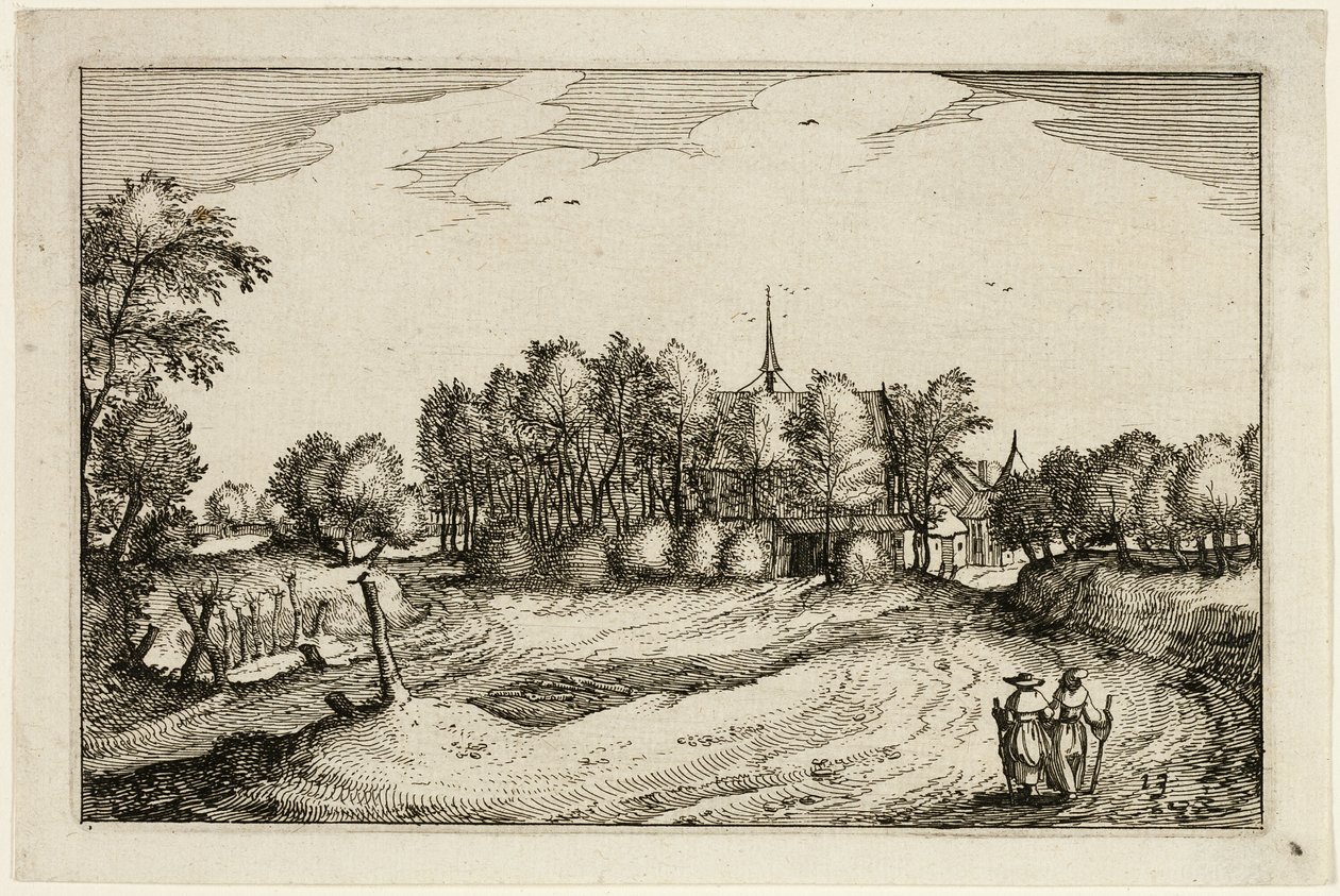Et kloster, plade tretten efter Billeder af gårde, landhuse og rustikke landsbyer (Praediorum villarum et rusticarum casularum icones) af Claes Jansz. Visscher II