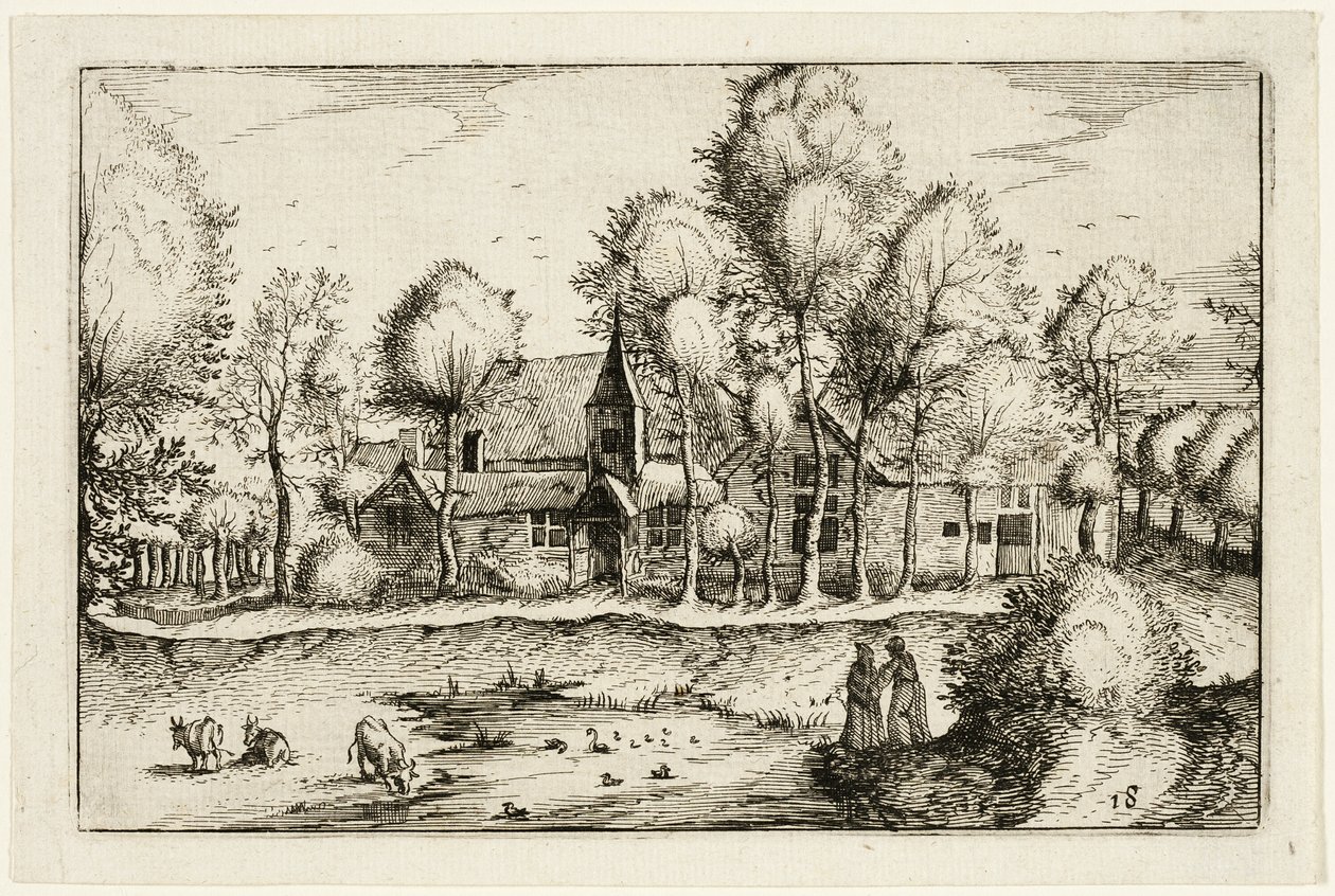 En dam, plade atten efter Billeder af gårde, landhuse og rustikke landsbyer (Praediorum villarum et rusticarum casularum icones) af Claes Jansz. Visscher II