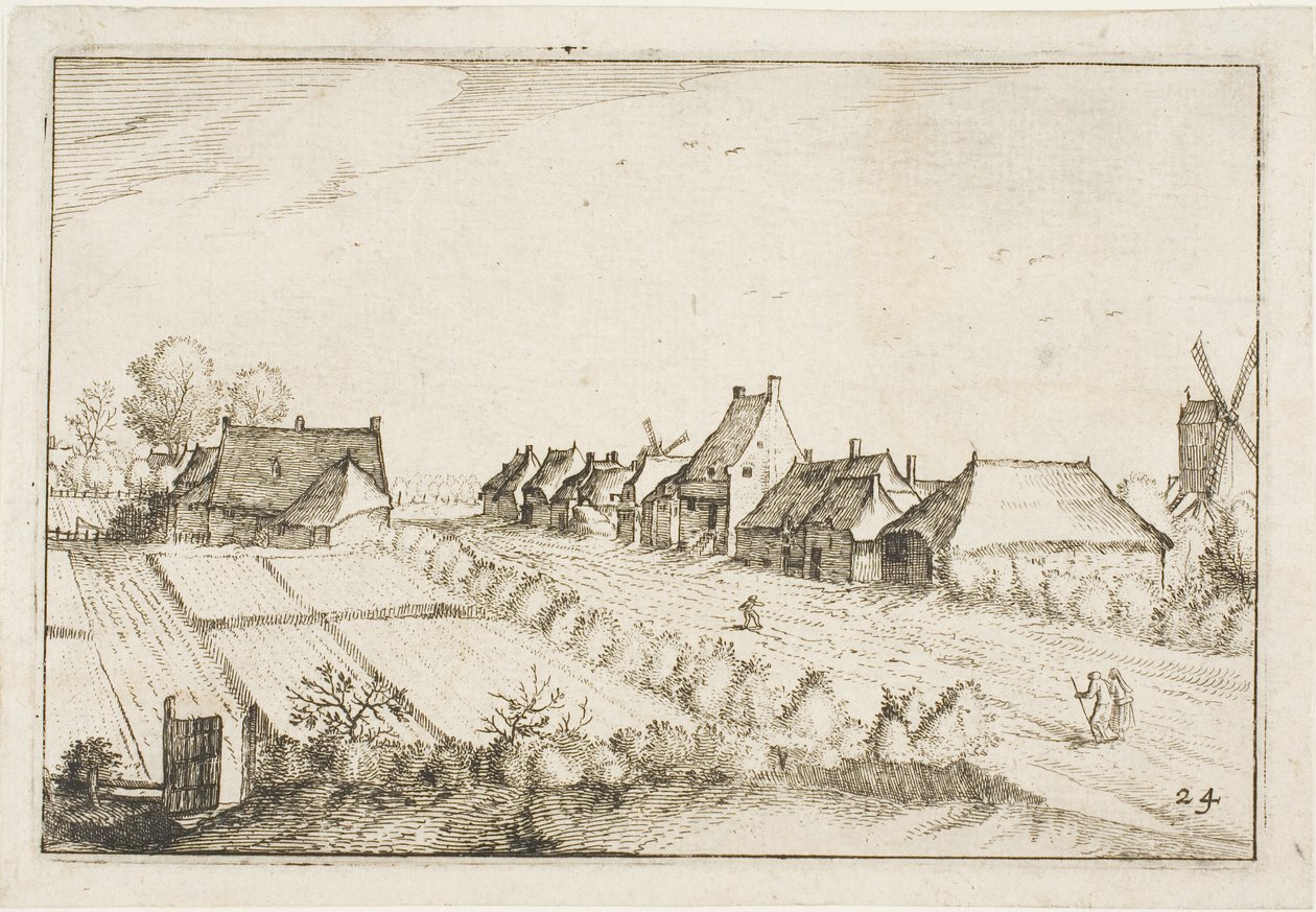 Marker og en vej, plade 24 efter Billeder af gårde, landhuse og rustikke landsbyer (Praediorum villarum et rusticarum casularum icones) af Claes Jansz. Visscher II