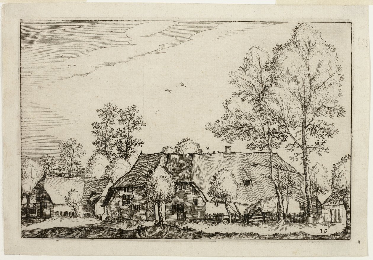 Stor gård, plade ti efter Billeder af gårde, landhuse og rustikke landsbyer (Praediorum villarum et rusticarum casularum icones) af Claes Jansz. Visscher II