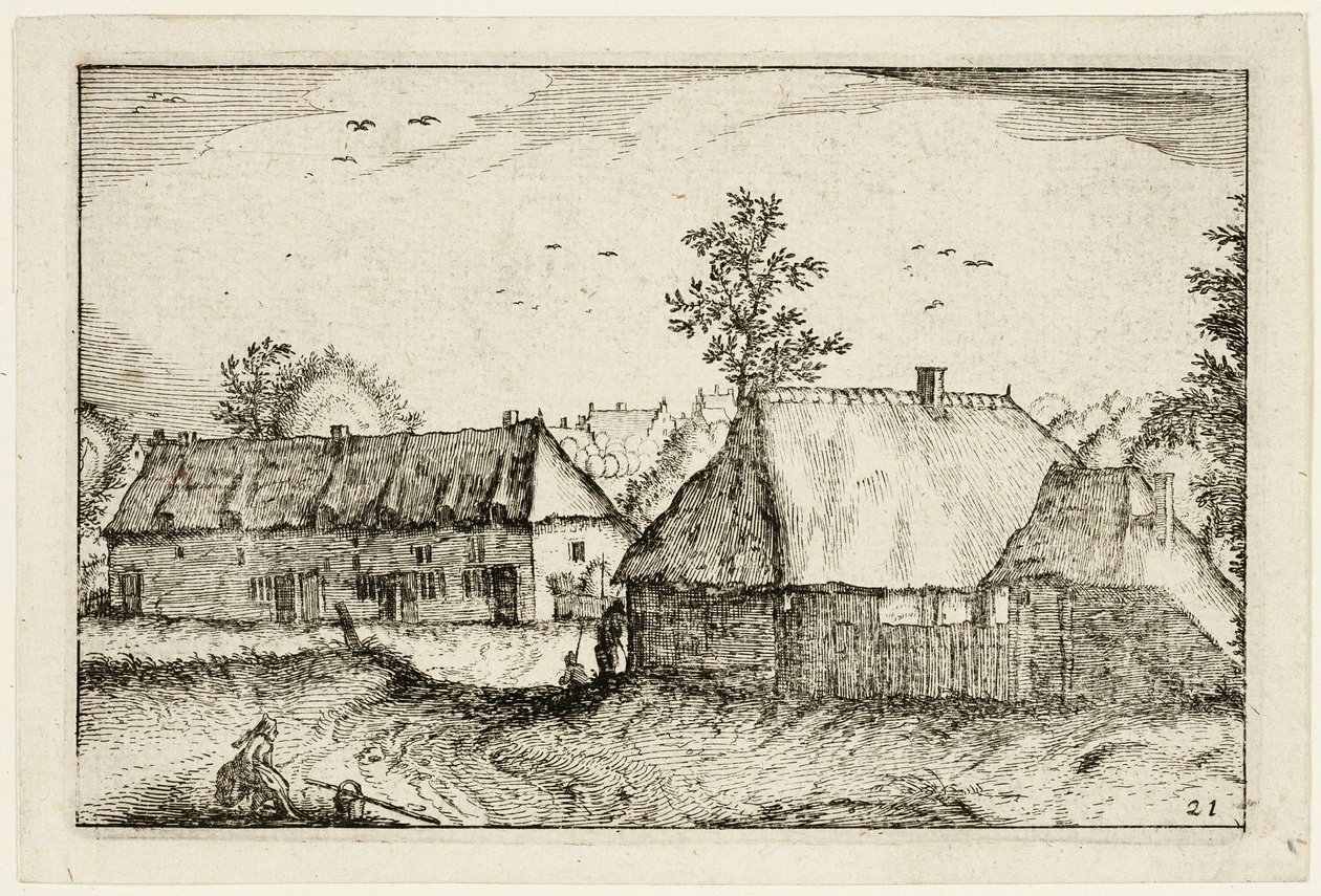 Store skure, plade 21 efter Billeder af gårde, landhuse og rustikke landsbyer (Praediorum villarum et rusticarum casularum icones) af Claes Jansz. Visscher II