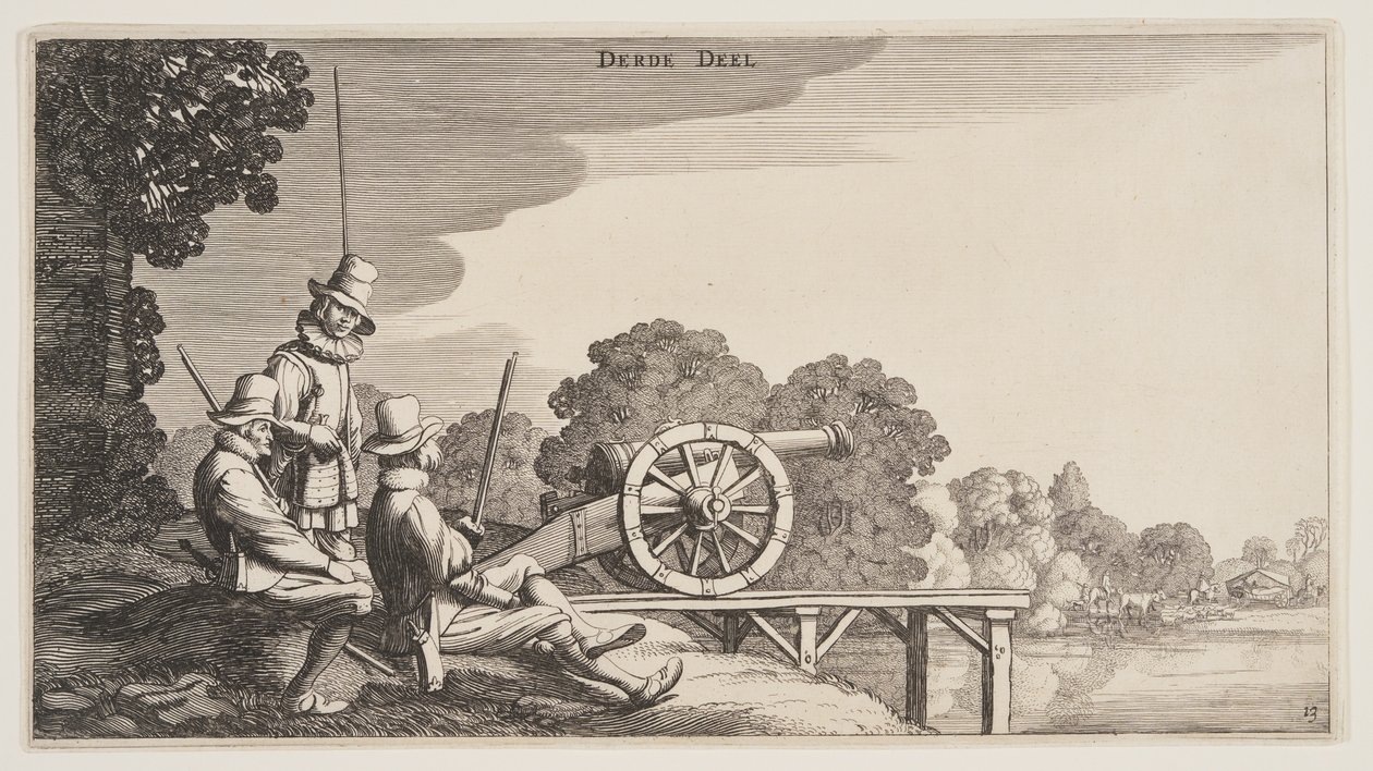 De tre skytter, fra Landskaber (Playsante Lantschappen) af Claes Jansz. Visscher II