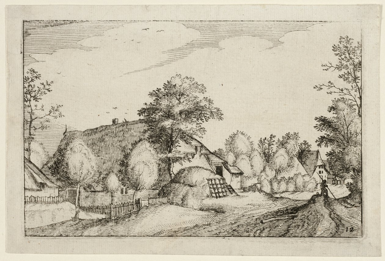 Village Road, plade tolv efter Billeder af gårde, landhuse og rustikke landsbyer (Praediorum villarum et rusticarum casularum icones) af Claes Jansz. Visscher II