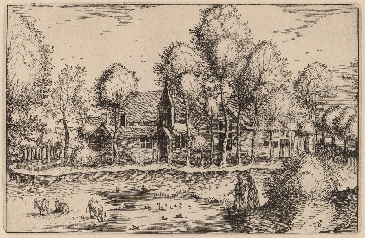 En dam af Claes Jansz Visscher after Johannes van Doetechum, the Elder after Lucas