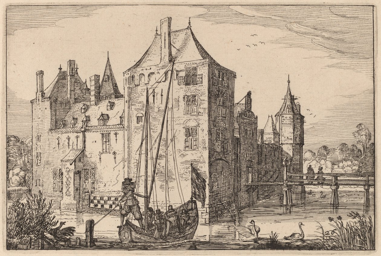 Castle (Warmond?) af Claes Jansz Visscher after Johannes van Doetechum, the Elder after Lucas