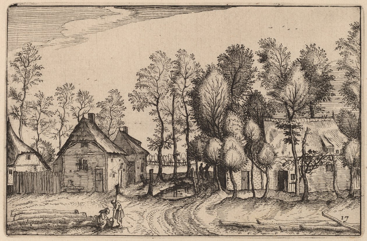 Landskab med huggede træer af Claes Jansz Visscher after Johannes van Doetechum, the Elder after Lucas