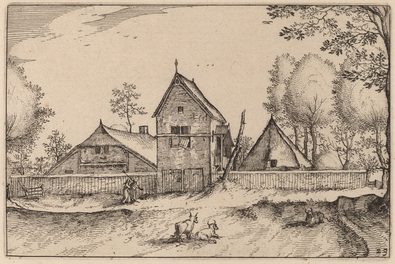 Stor muret gård af Claes Jansz Visscher after Johannes van Doetechum, the Elder after Lucas