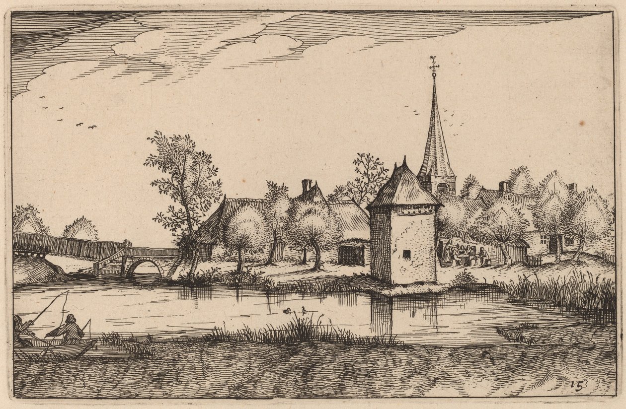 Dam og en landsby af Claes Jansz Visscher after Johannes van Doetechum, the Elder after Lucas