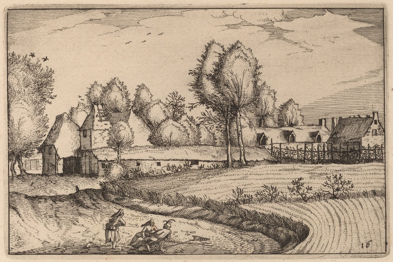Vej langs en Mark af Claes Jansz Visscher after Johannes van Doetechum, the Elder after Lucas