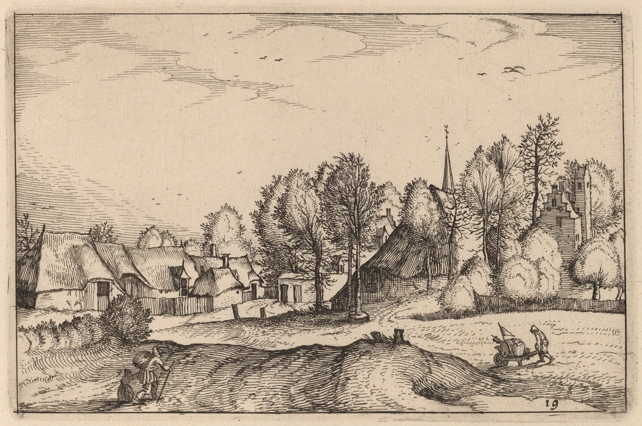Vej ind i en landsby af Claes Jansz Visscher after Johannes van Doetechum, the Elder after Lucas