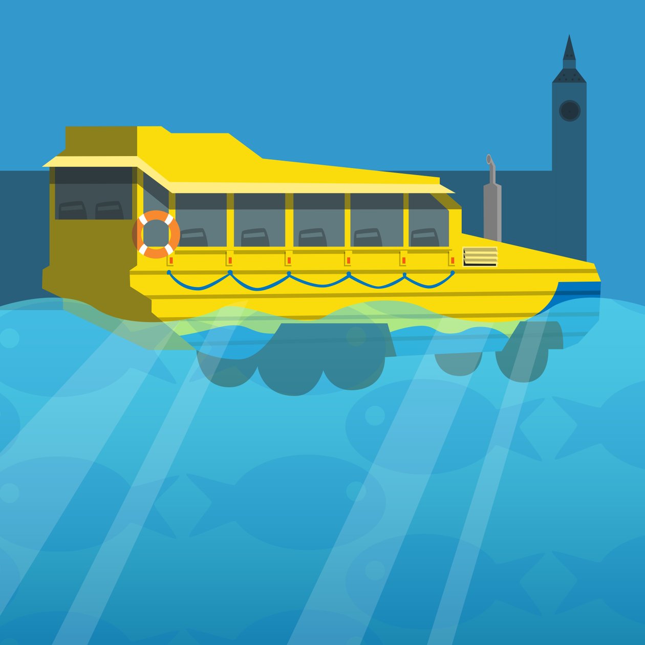 Amfibie London Duck Tour Bus af Claire Huntley