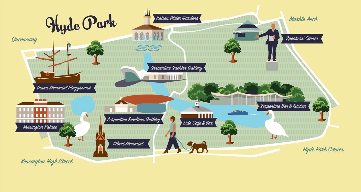 Kort over Hyde Park af Claire Huntley