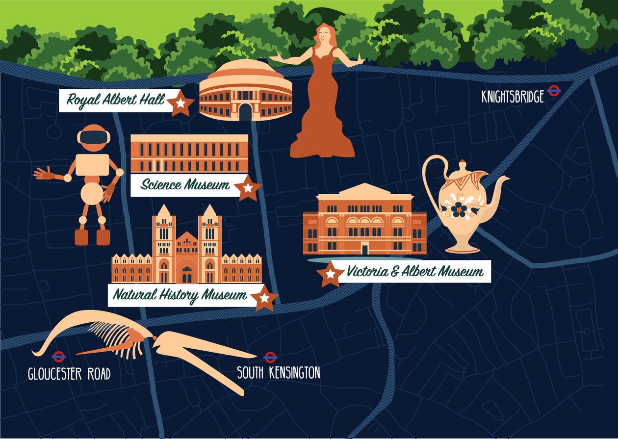 Kort over South Kensington af Claire Huntley
