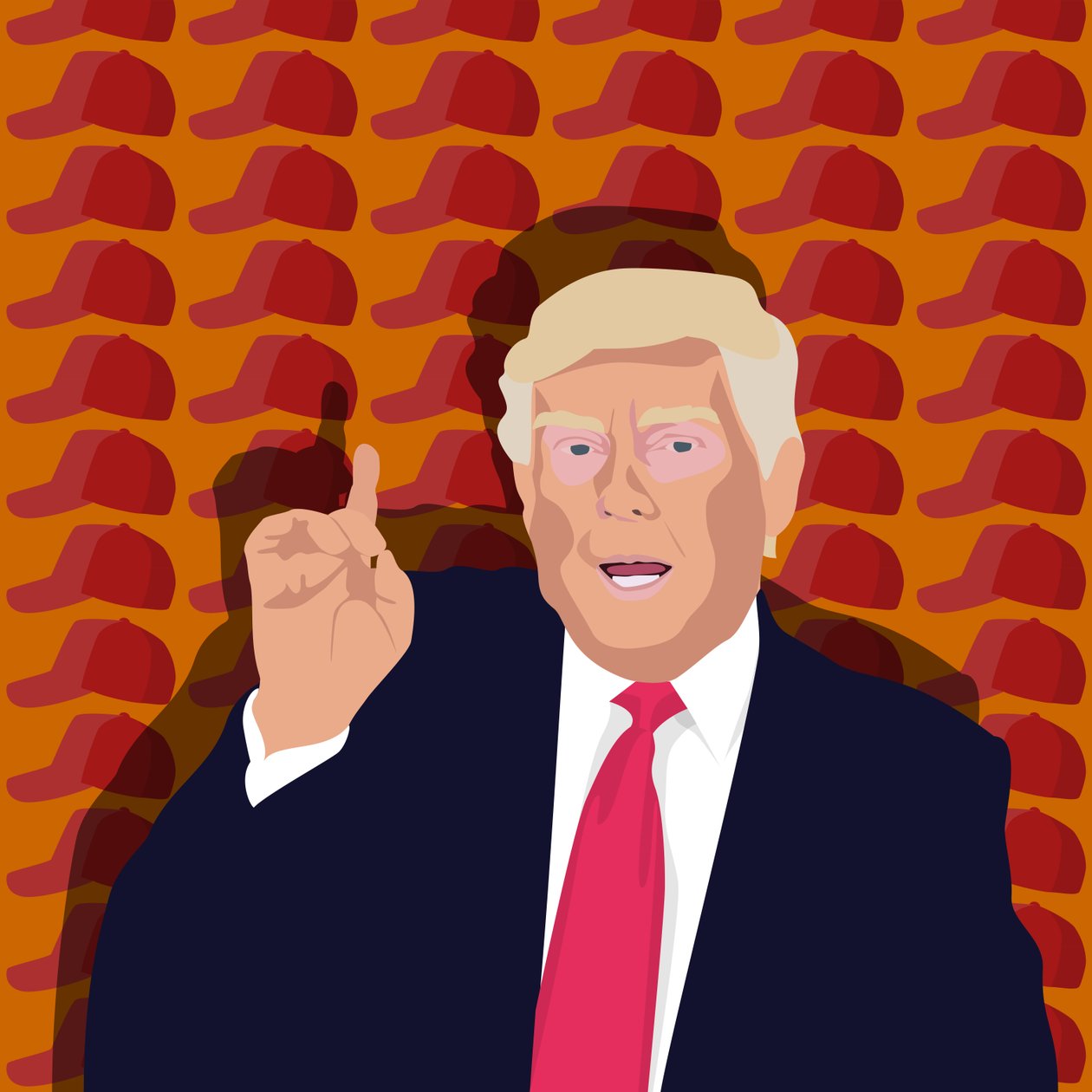 Trump og baseballkasket af Claire Huntley