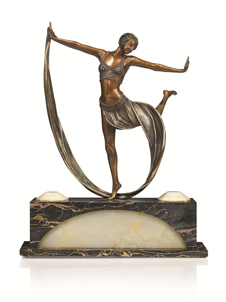 Art Deco figur med oplyst base, 