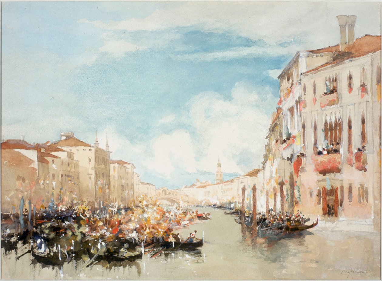 En Festa på Canal Grande, Venedig (kropsfarve) af Clara Montalba