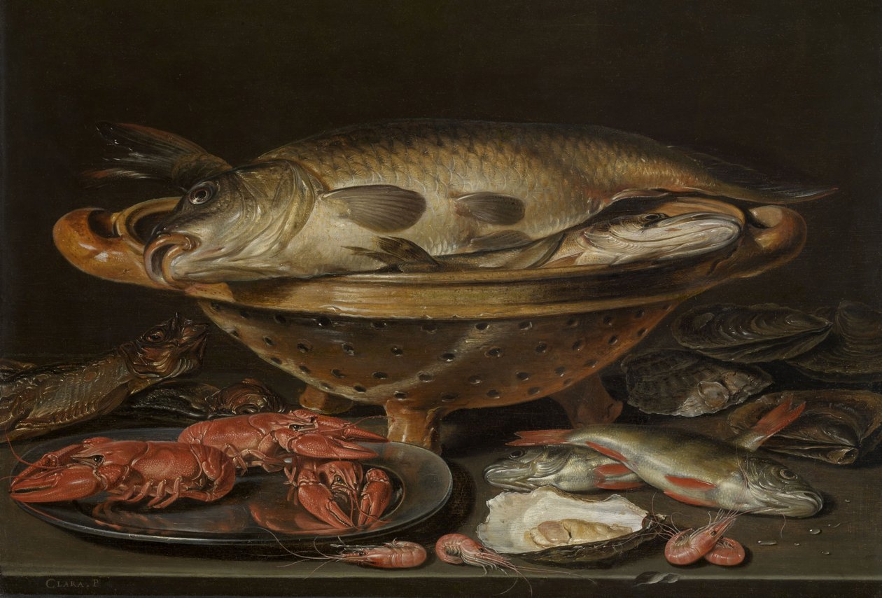 Stilleben med fisk, ca 1612-1621. af Charlotte Evans
