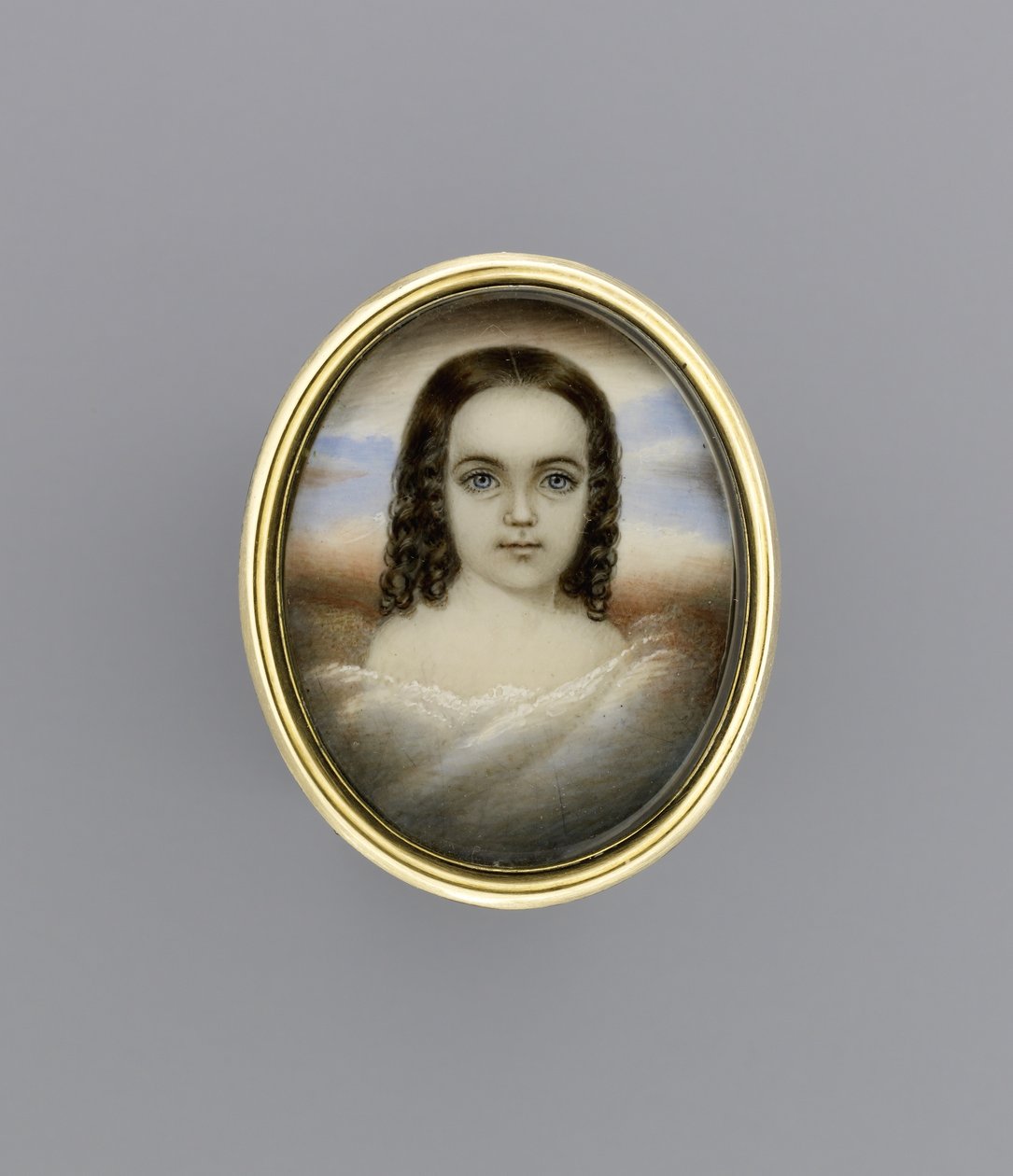 Portræt af en pige, ca. 1852 (akvarel på elfenben) af Clarissa Peters