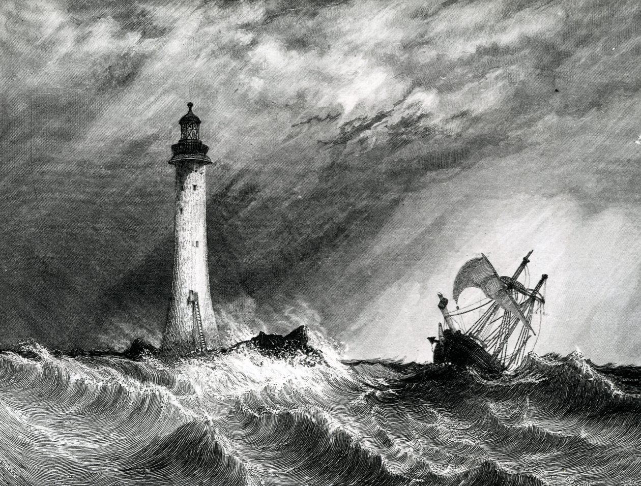 Eddystone Lighthouse, tryk lavet af W.B. Cooke, 1836 af Clarkson Frederick Stanfield