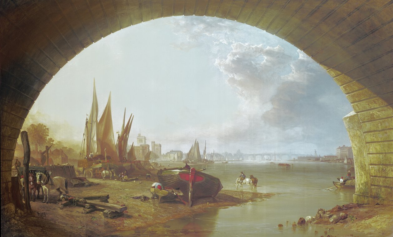 Old Vauxhall Bridge, London af Clarkson Frederick Stanfield