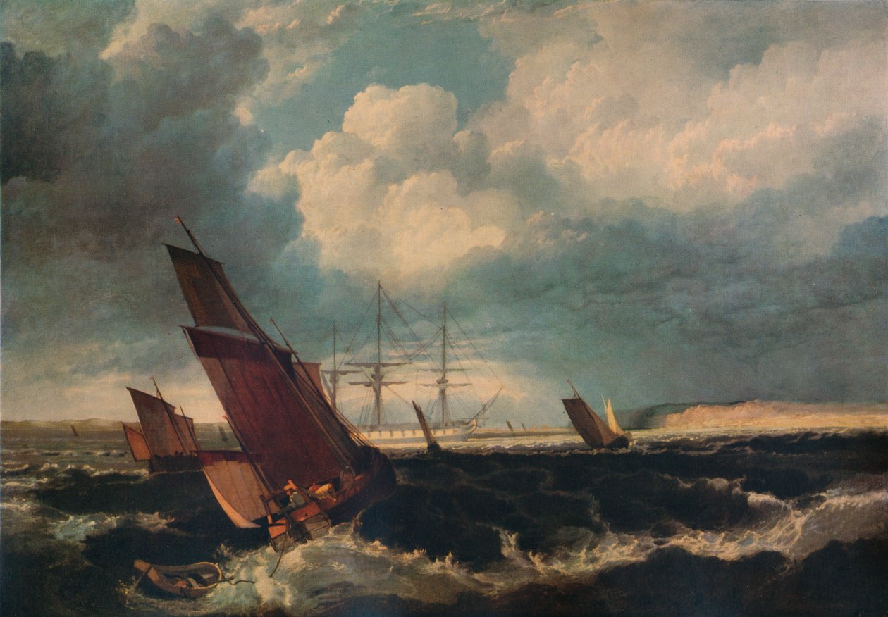 Vagtskib ud for Nore, c1844 af Clarkson Stanfield