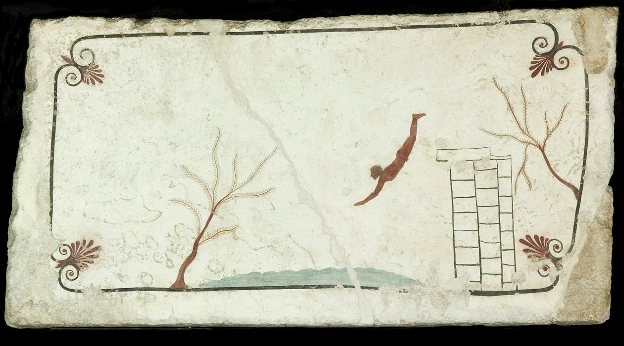 The Diver. Tomb of the Diver Tomba del Tuffatore, ca 470 BC. dani af Classical Antiquities