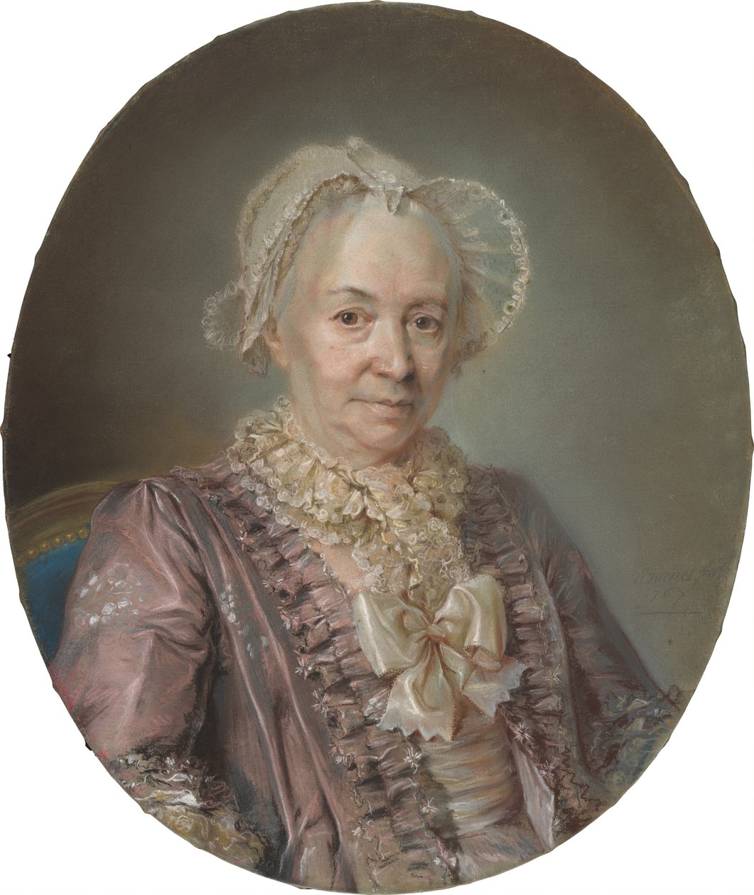 En ældre dame i en lilla silkekjole af Claude Bornet
