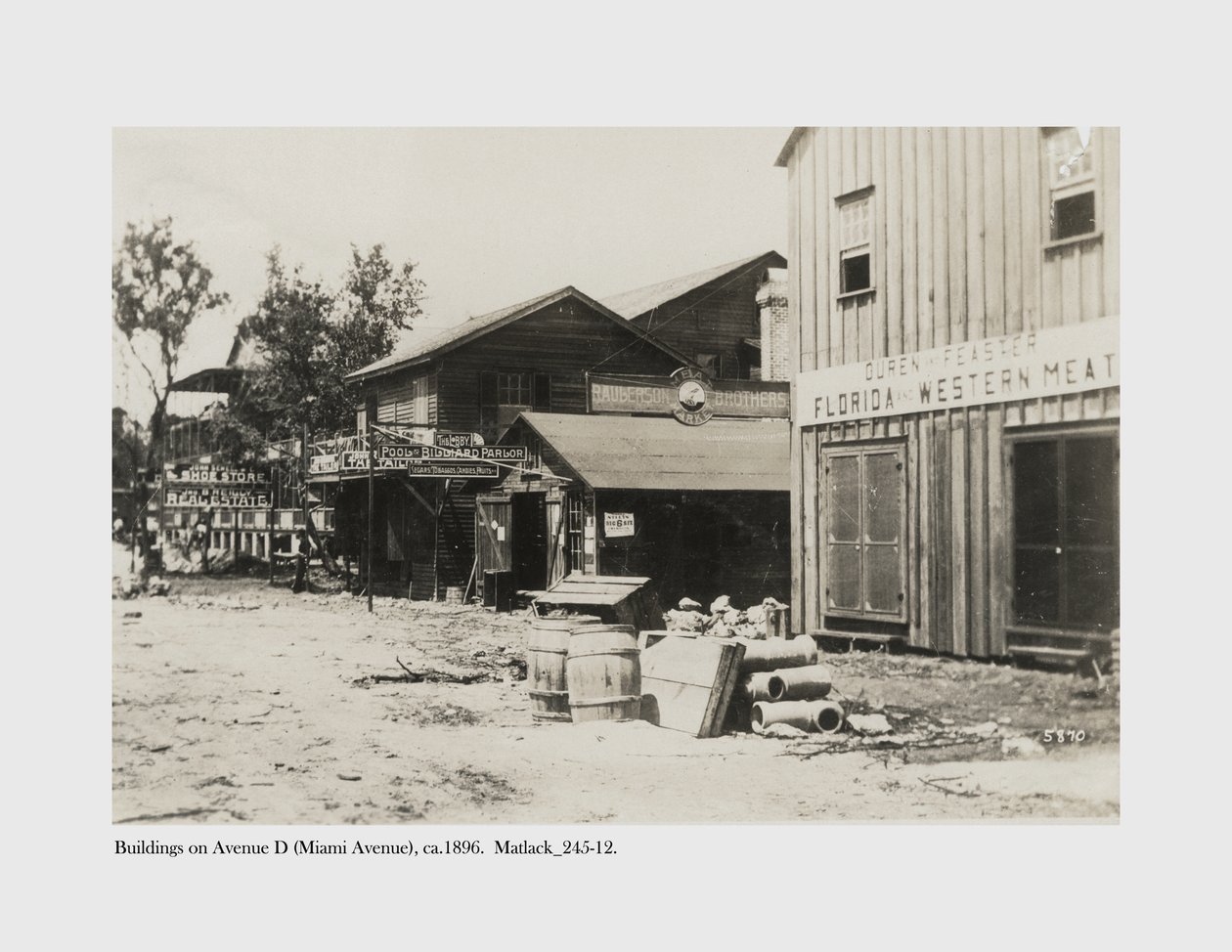 Bygninger på Avenue D (Miami Avenue), ca. 1896 af Claude C. Matlack