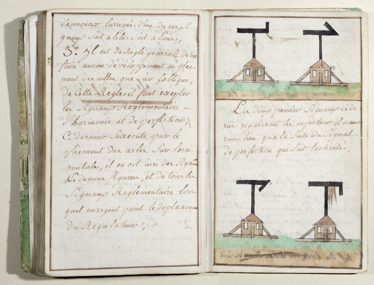 Semaforesignalsystem, ca.1794 (wc og blæk) af Claude Chappe