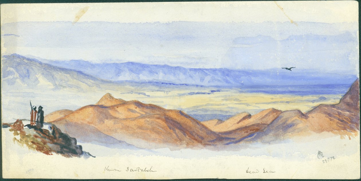 Karn Sartabeh, Jordan Valley, 1872 (wc og blyant på papir) af Claude Conder