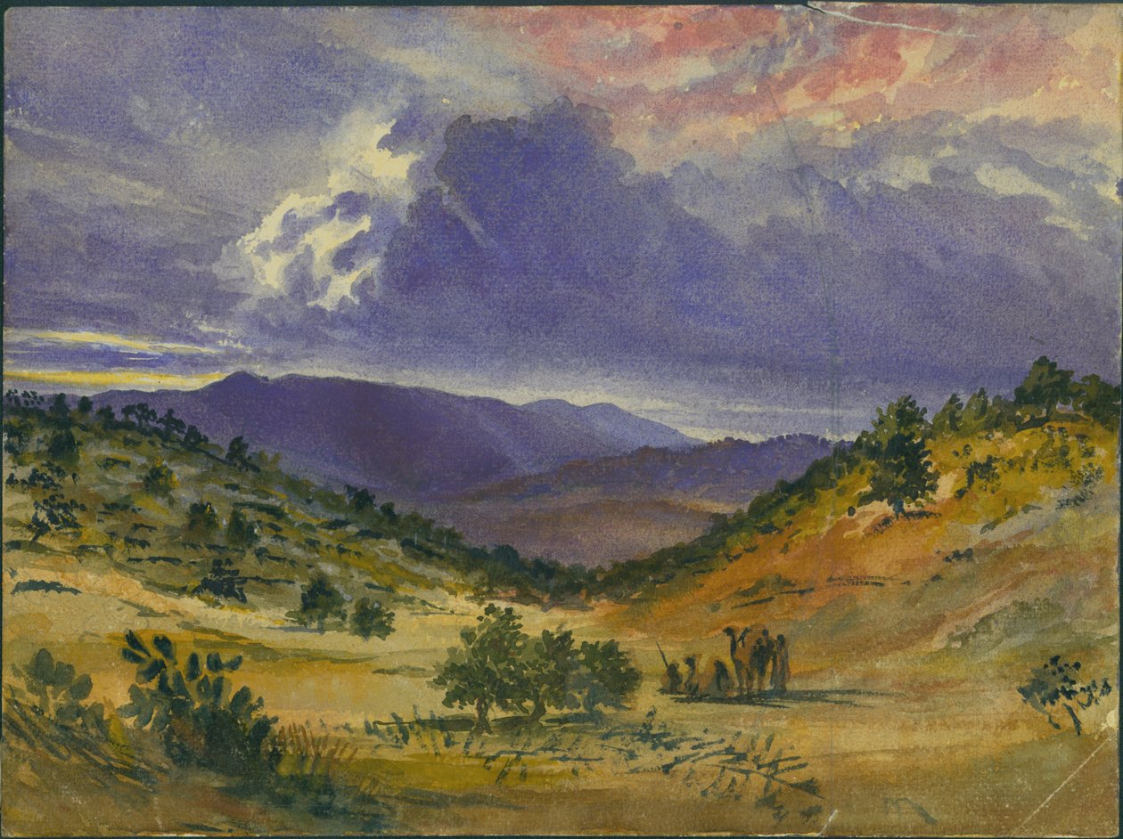 Mount Carmel, 1872 (wc og blyant på papir) af Claude Conder