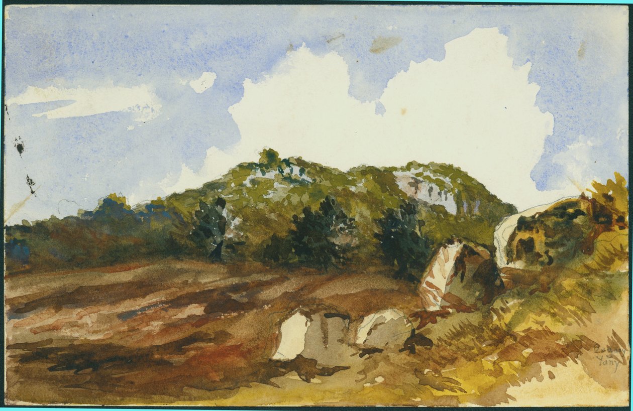 The Mahrakah, Carmel, 1872 (wc og blyant på papir) af Claude Conder