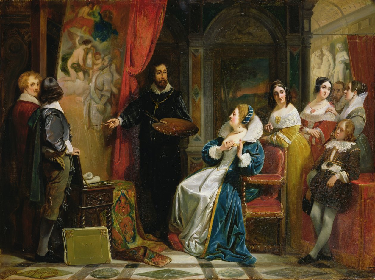 Marie de Medici (1573-1642) Besøger Rubens Studio, 1839 af Claude Jacquand