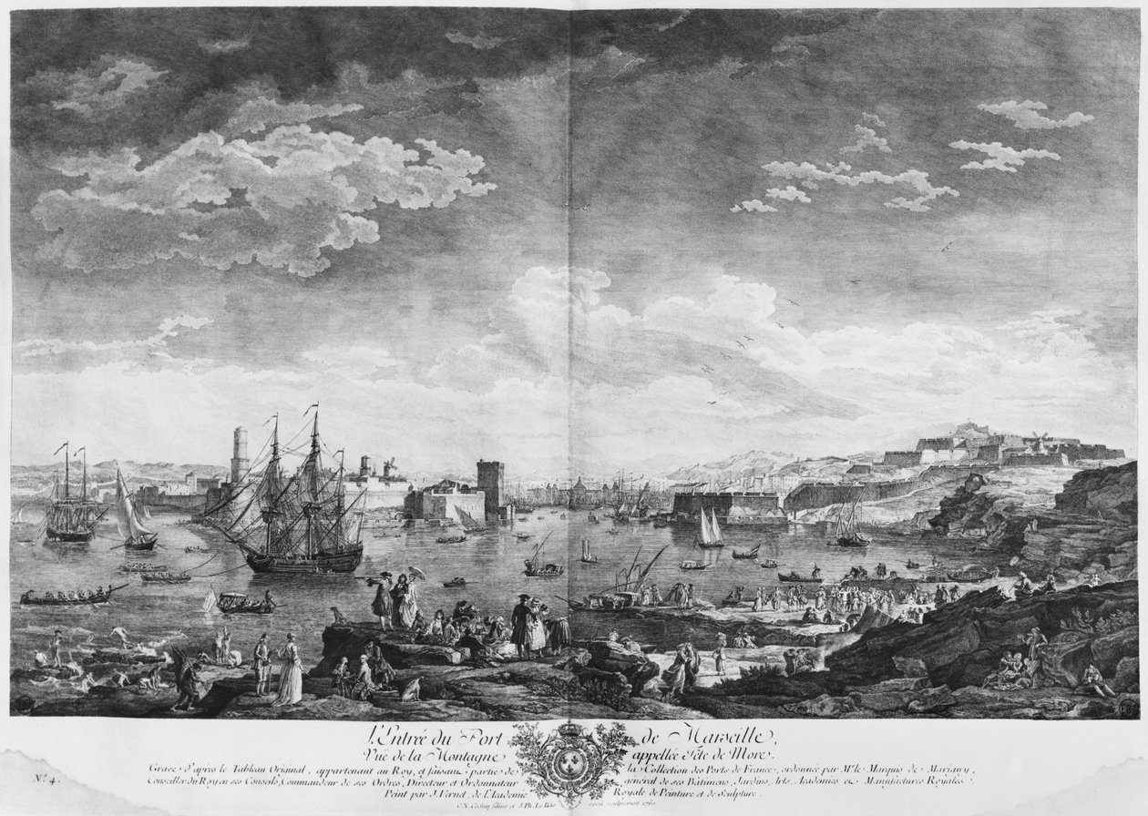 Indgang til havnen i Marseille, set fra bjerget kaldet Tete de More, serie af 