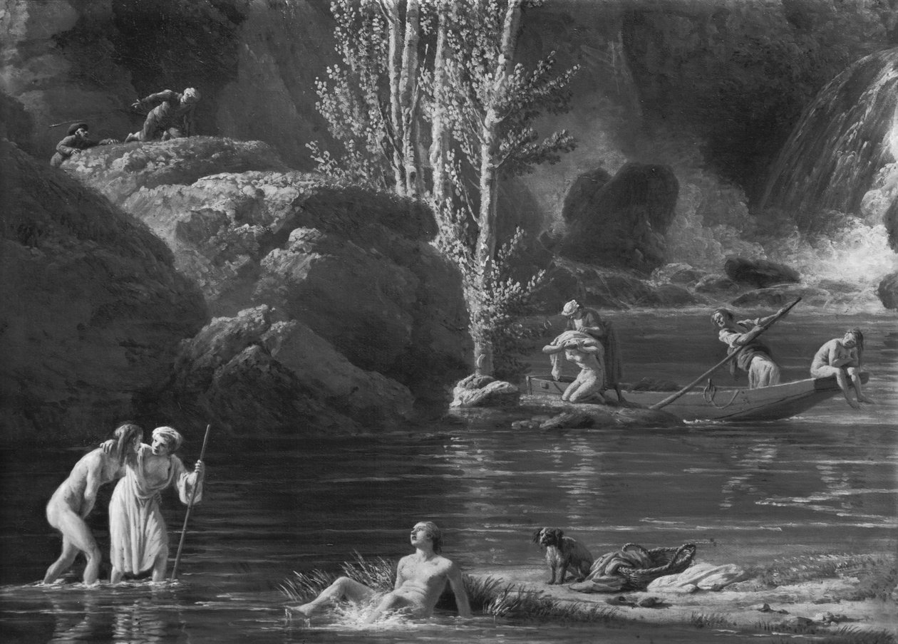Morning, The Bathers, venstre side detalje, 1772 (se også 414961-62) af Claude Joseph Vernet
