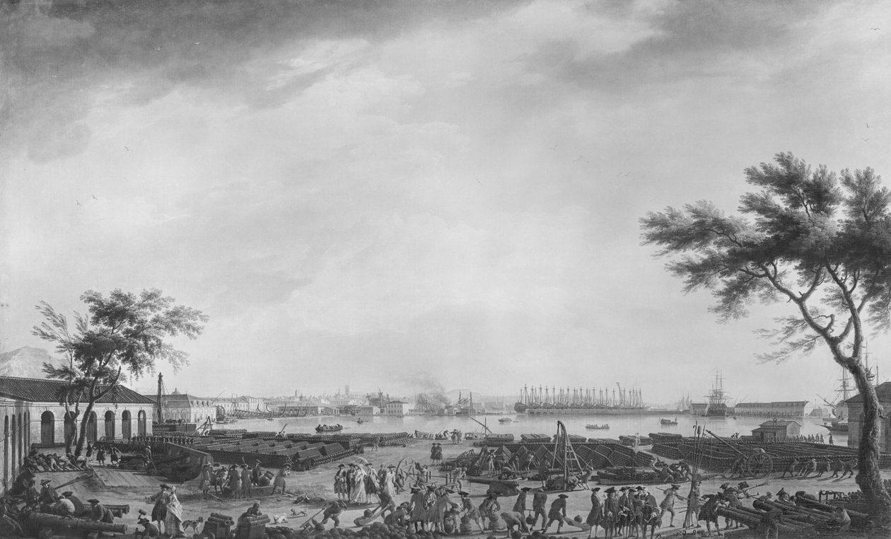 Toulons nye havn og arsenal, set fra artillerilageret, 1755 af Claude Joseph Vernet