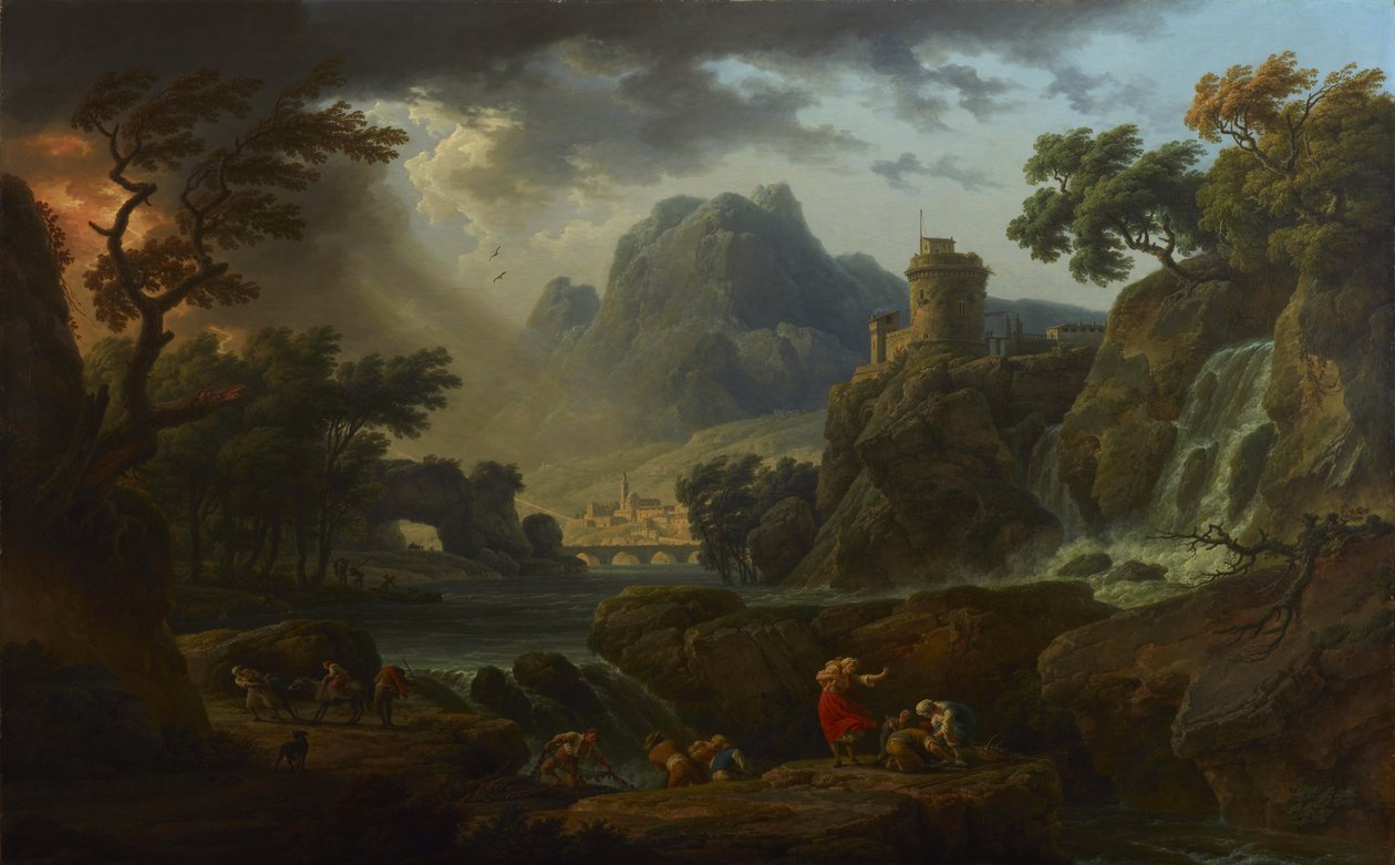 Bjerglandskab med storm af Claude Joseph Vernet