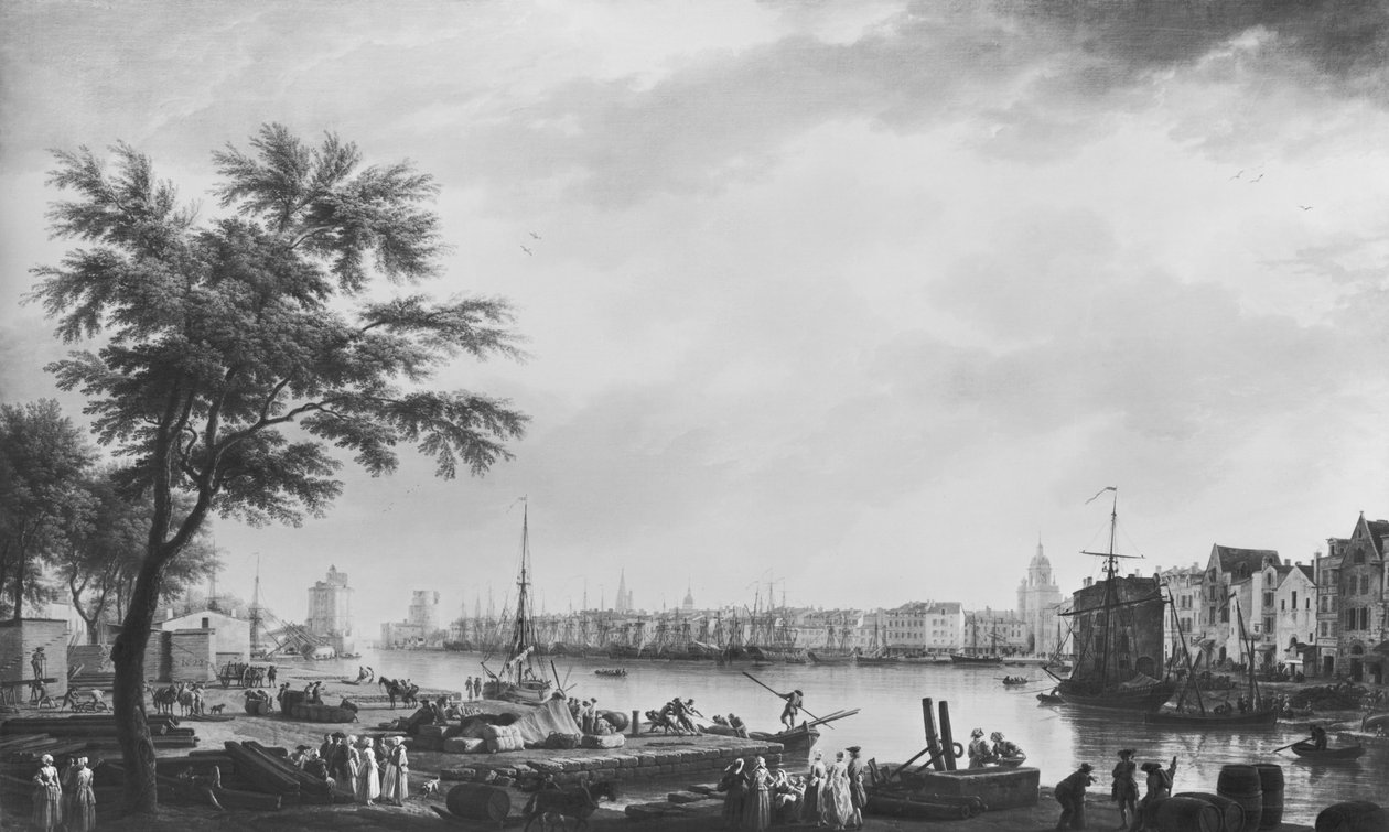 Havnen i La Rochelle, set fra den lille kyst, 1762 af Claude Joseph Vernet
