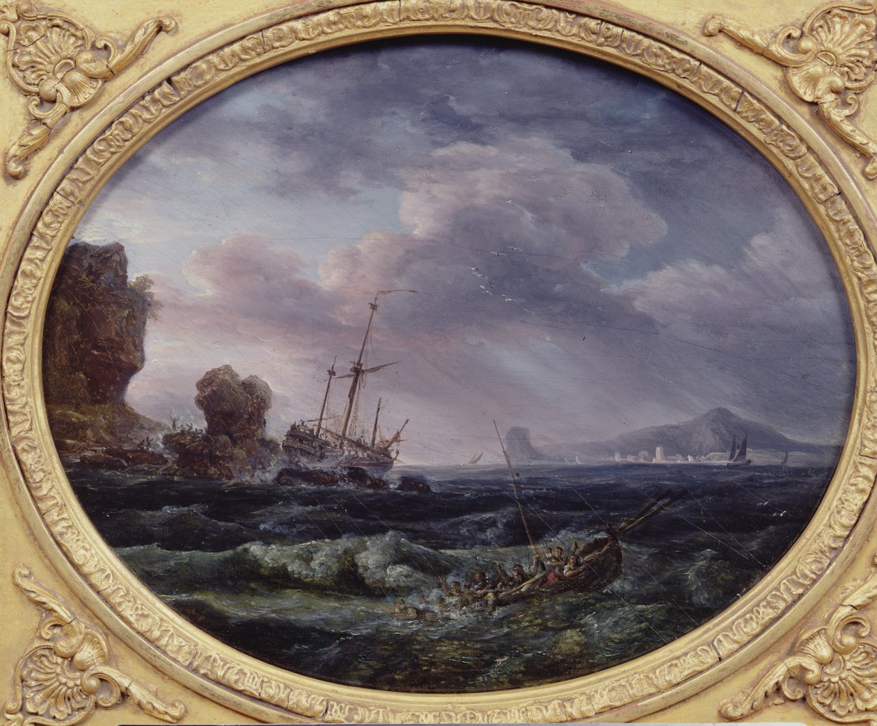 Skibsvrag (olie på træ) af Claude Joseph Vernet