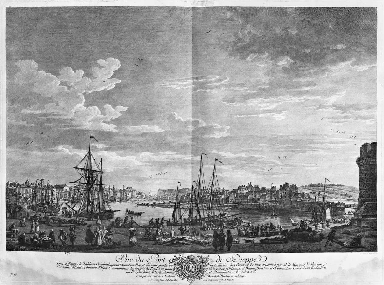 Udsigt over havnen i Dieppe, serie af 
