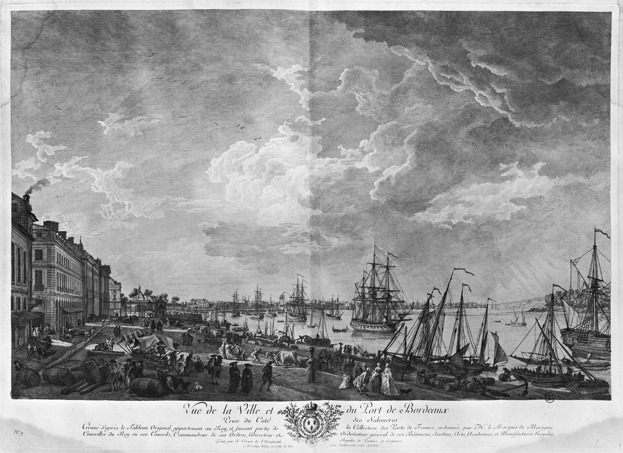 Udsigt over byen og havnen i Bordeaux set fra Salinieres, serie af 